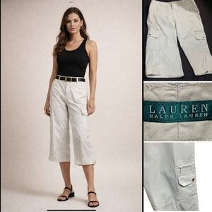 Lauren Ralph Lauren Cotton Utility Cargo Logo Cropped Pant Size‎ 6